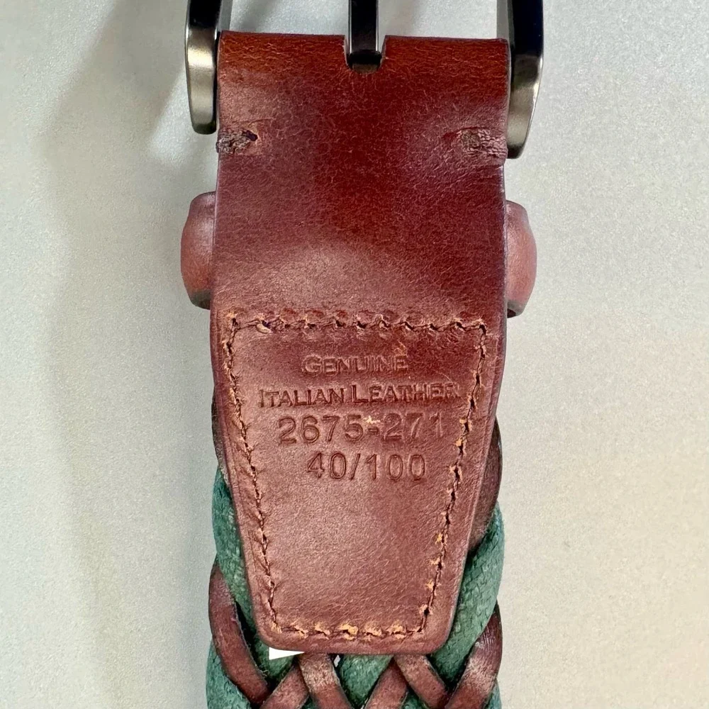 Italian Chevron Braided Leather Belt NWOT‎